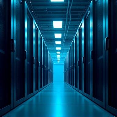 Highly secure server room data visualization representing safety